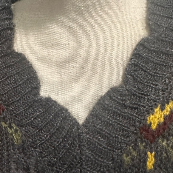 Easel V-Neck Sweater/Vest in Gray, Yellow, and Pink - Picture 8 of 10